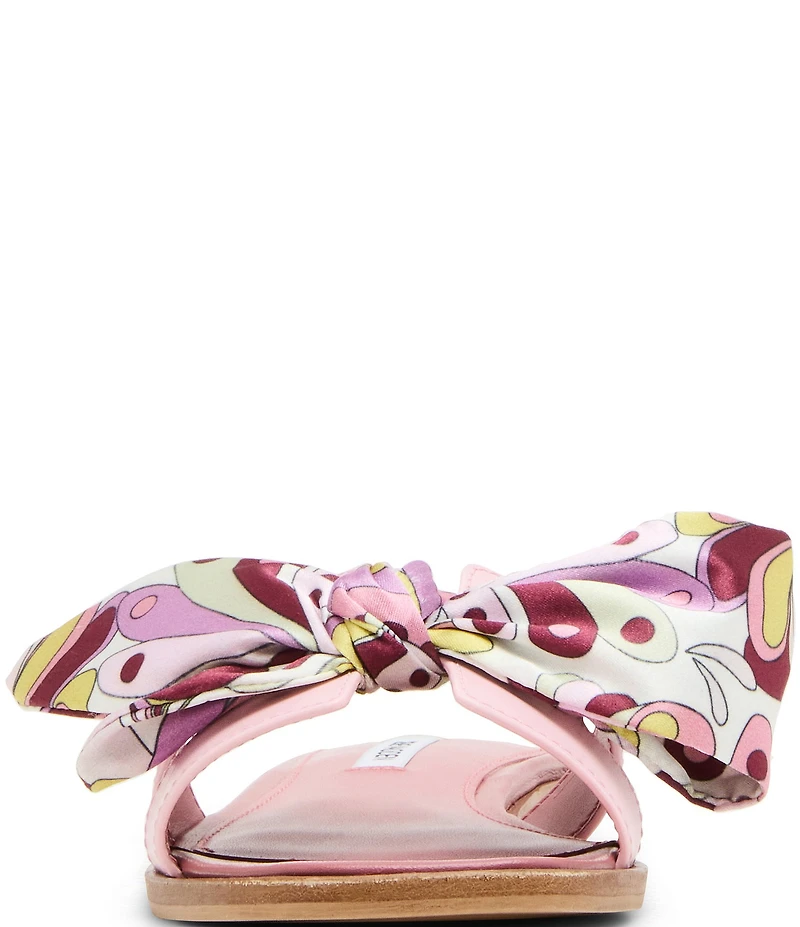 Steve Madden Hadyn Groovy Print Scarf Leather Flat Slide Sandals