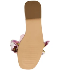 Steve Madden Hadyn Groovy Print Scarf Leather Flat Slide Sandals