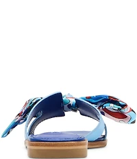 Steve Madden Hadyn Groovy Print Scarf Leather Flat Slide Sandals