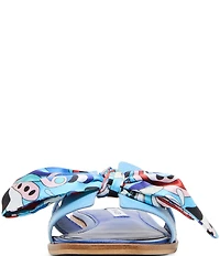 Steve Madden Hadyn Groovy Print Scarf Leather Flat Slide Sandals
