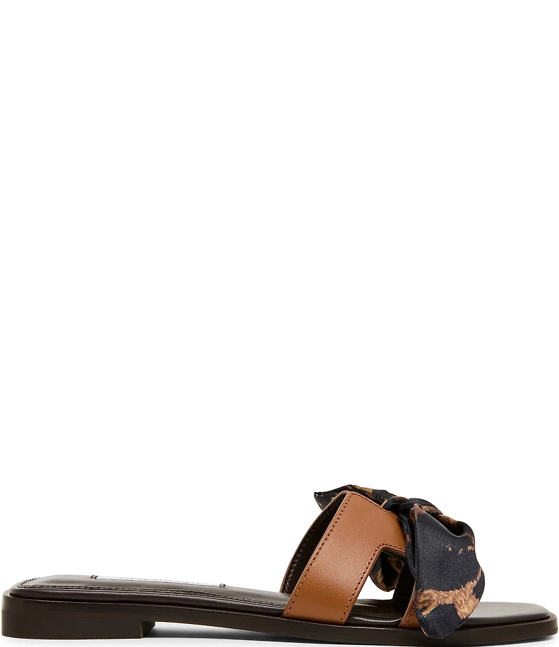 Steve Madden Hadyn Leopard Scarf Leather Flat Slide Sandals