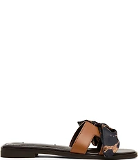 Steve Madden Hadyn Leopard Scarf Leather Flat Slide Sandals