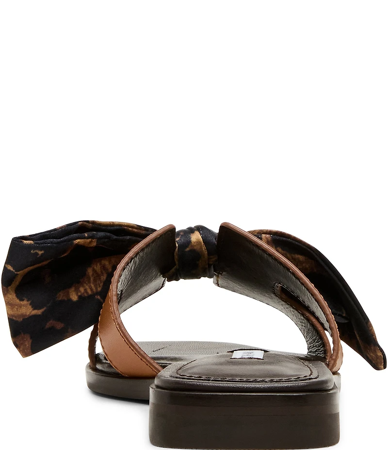 Steve Madden Hadyn Leopard Scarf Leather Flat Slide Sandals