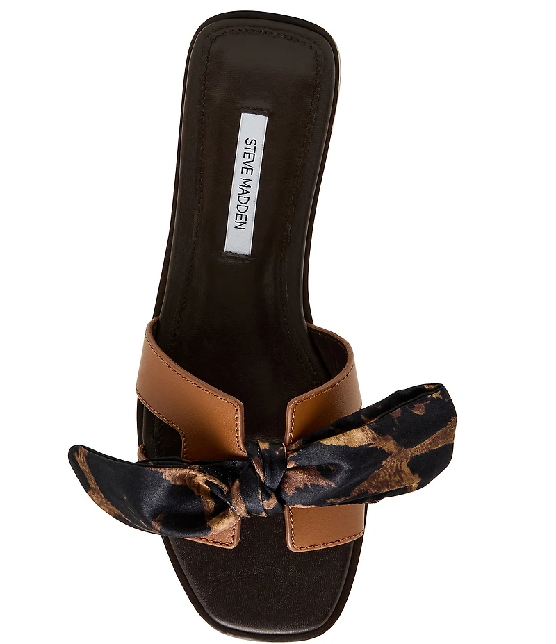 Steve Madden Hadyn Leopard Scarf Leather Flat Slide Sandals