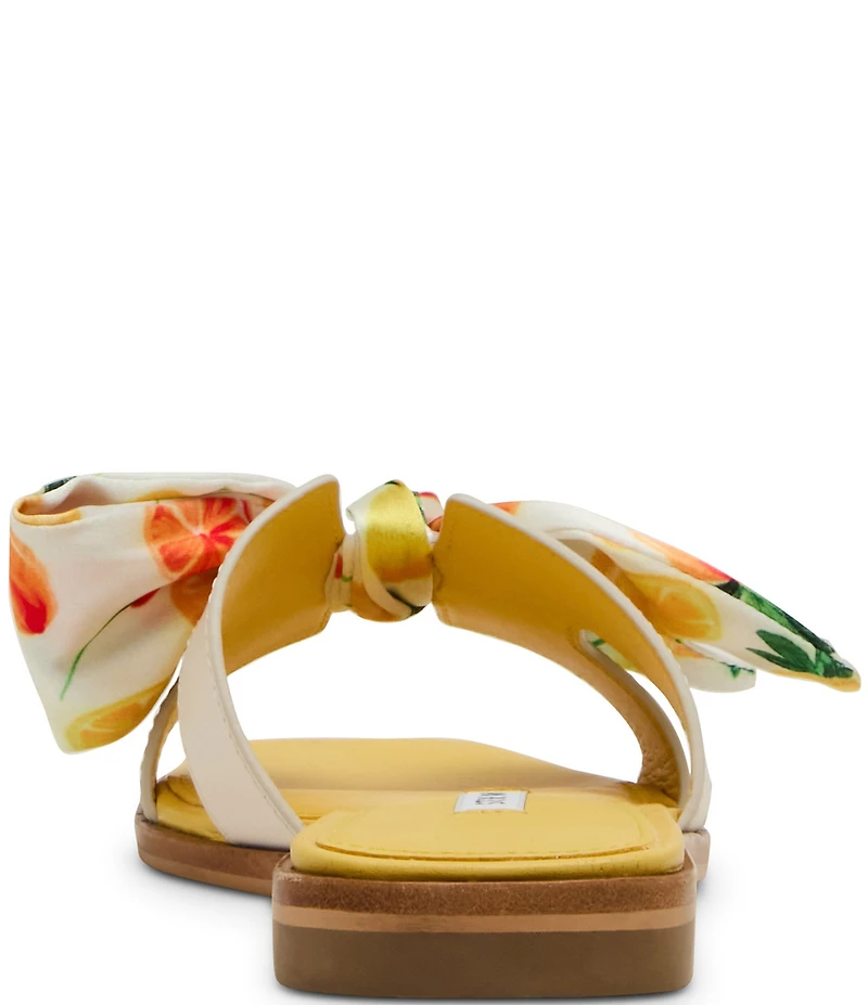 Steve Madden Hadyn Orange Print Scarf Leather Flat Slide Sandals
