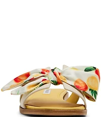 Steve Madden Hadyn Orange Print Scarf Leather Flat Slide Sandals