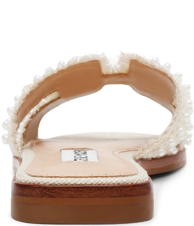 Steve Madden Hadyn Frayed Fabric Pearl Embellished Slide Sandals