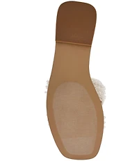 Steve Madden Hadyn Frayed Fabric Pearl Embellished Slide Sandals