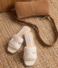 Steve Madden Hadyn Frayed Fabric Pearl Embellished Slide Sandals