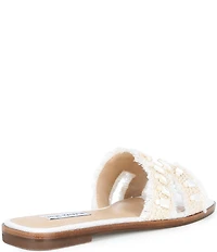 Steve Madden Hadyn Raffia Shell Ornament Flat Slide Sandals