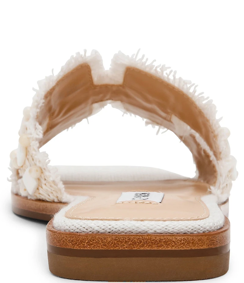 Steve Madden Hadyn Raffia Shell Ornament Flat Slide Sandals