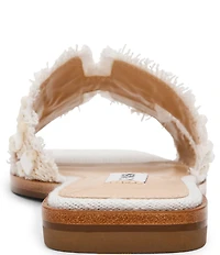 Steve Madden Hadyn Raffia Shell Ornament Flat Slide Sandals