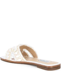 Steve Madden Hadyn Raffia Shell Ornament Flat Slide Sandals