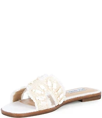 Steve Madden Hadyn Raffia Shell Ornament Flat Slide Sandals