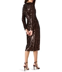 Steve Madden Hailee Crew Neck Long Sleeve Sequin Midi Dress