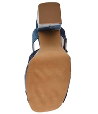 Steve Madden Halea Denim Patchwork Block Heel Platform Sandals