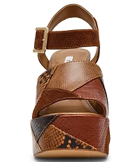 Steve Madden Halea Snake Print Patchwork Block Heel Platform Sandals