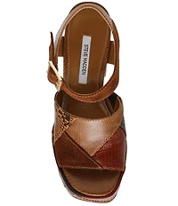 Steve Madden Halea Snake Print Patchwork Block Heel Platform Sandals