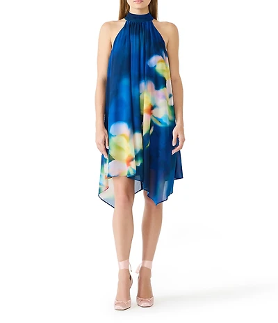 Steve Madden Halter Floral Chiffon Sleeveless Shift Dress