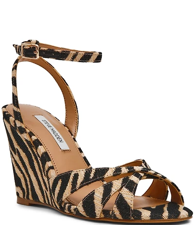 Steve Madden Harbor Zebra Ankle Wrap Wedge Sandals