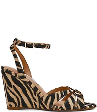 Steve Madden Harbor Zebra Ankle Wrap Wedge Sandals