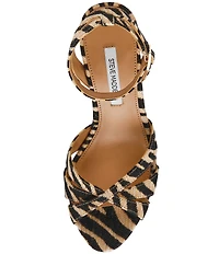 Steve Madden Harbor Zebra Ankle Wrap Wedge Sandals