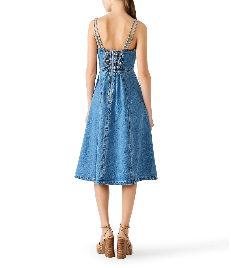 Steve Madden Harley V-Neck Sleeveless Denim A-Line Midi Dress