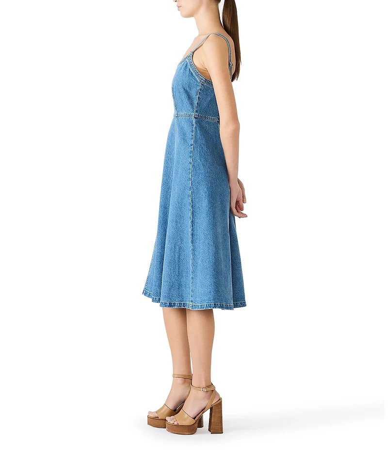 Steve Madden Harley V-Neck Sleeveless Denim A-Line Midi Dress