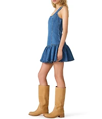 Steve Madden Harley V-Neck Sleeveless Denim A-Line Mini Dress