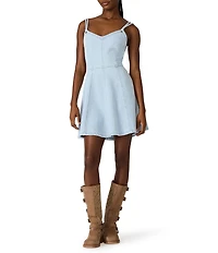Steve Madden Harley V-Neck Sleeveless Denim A-Line Mini Dress