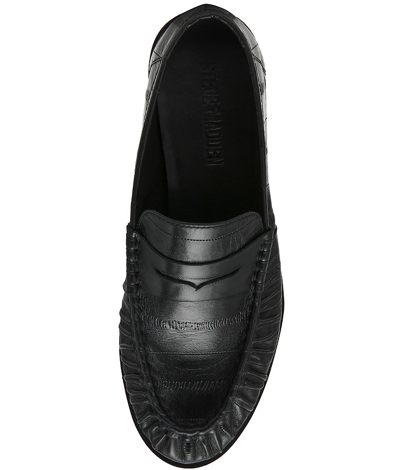 Steve Madden Hartly Crinkle Leather Penny Loafers