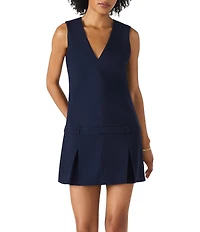 Steve Madden Henley V-Neck Sleeveless Drop Waist Pleated Mini Dress