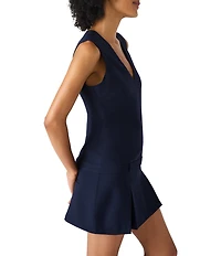 Steve Madden Henley V-Neck Sleeveless Drop Waist Pleated Mini Dress