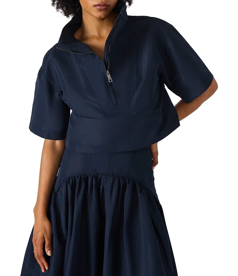 Steve Madden Henri Funnel Neck Short Sleeve Coordinating Cropped Top