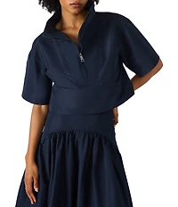 Steve Madden Henri Funnel Neck Short Sleeve Coordinating Cropped Top