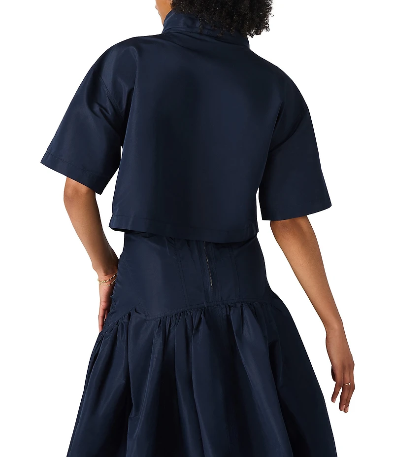 Steve Madden Henri Funnel Neck Short Sleeve Coordinating Cropped Top