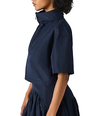 Steve Madden Henri Funnel Neck Short Sleeve Coordinating Cropped Top