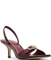 Steve Madden Henrietta Croco Embossed Leather Buckle Hardware Slingback Dress Sandals