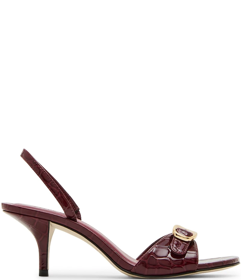 Steve Madden Henrietta Croco Embossed Leather Buckle Hardware Slingback Dress Sandals