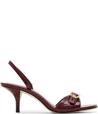Steve Madden Henrietta Croco Embossed Leather Buckle Hardware Slingback Dress Sandals