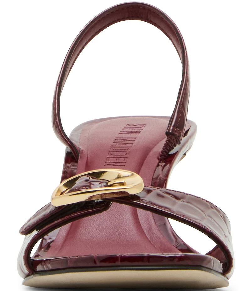 Steve Madden Henrietta Croco Embossed Leather Buckle Hardware Slingback Dress Sandals