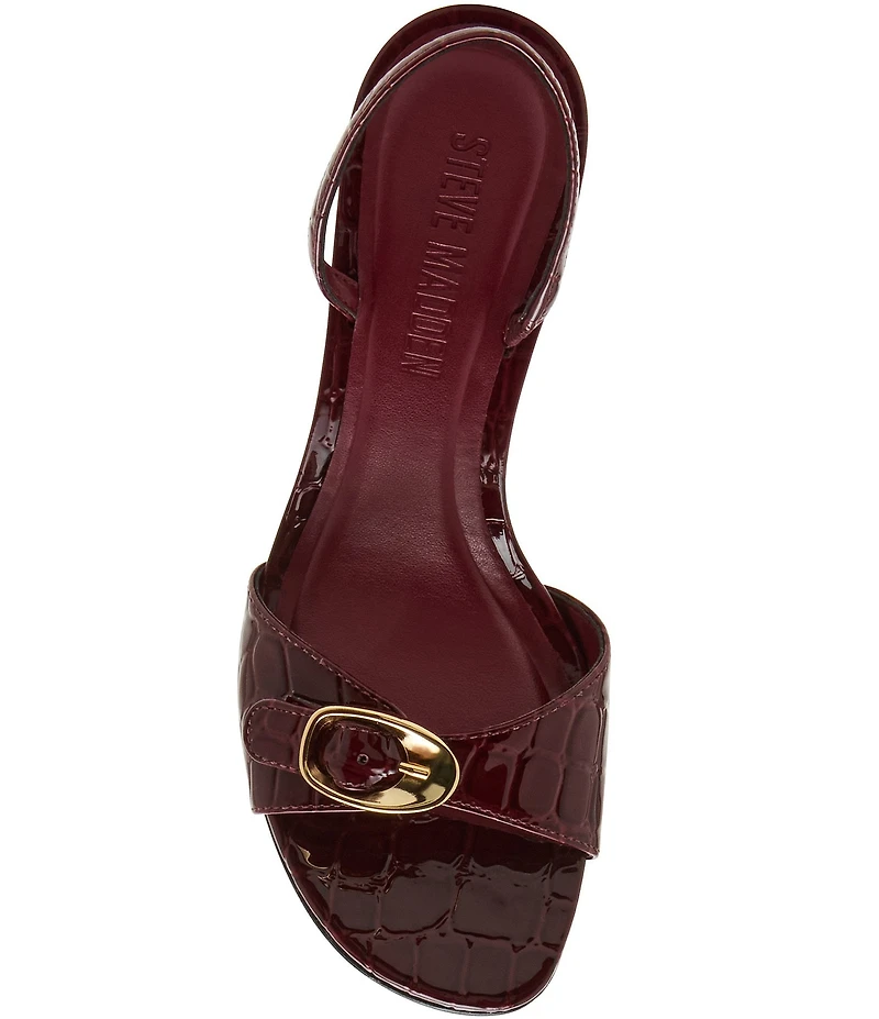 Steve Madden Henrietta Croco Embossed Leather Buckle Hardware Slingback Dress Sandals