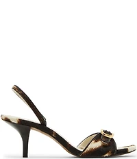Steve Madden Henrietta-H Cow Print Haircalf Buckle Hardware Dress Sandals