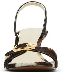 Steve Madden Henrietta-H Cow Print Haircalf Buckle Hardware Dress Sandals