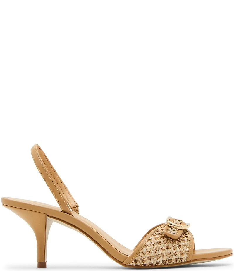 Steve Madden Henrietta Raffia Buckle Hardware Slingback Dress Sandals