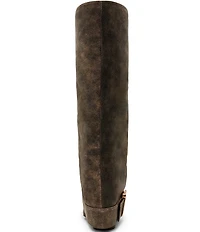 Steve Madden Illuzion Distressed Leather Buckle Hardware Foldover Tall Boots