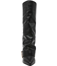 Steve Madden Illuzion Leather Buckle Hardware Foldover Tall Boots