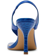 Steve Madden Improv Leather Thong Square Toe Croco Slingback Dress Sandals