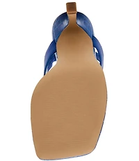 Steve Madden Improv Leather Thong Square Toe Croco Slingback Dress Sandals