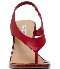 Steve Madden Improv Leather Thong Square Toe Croco Slingback Dress Sandals